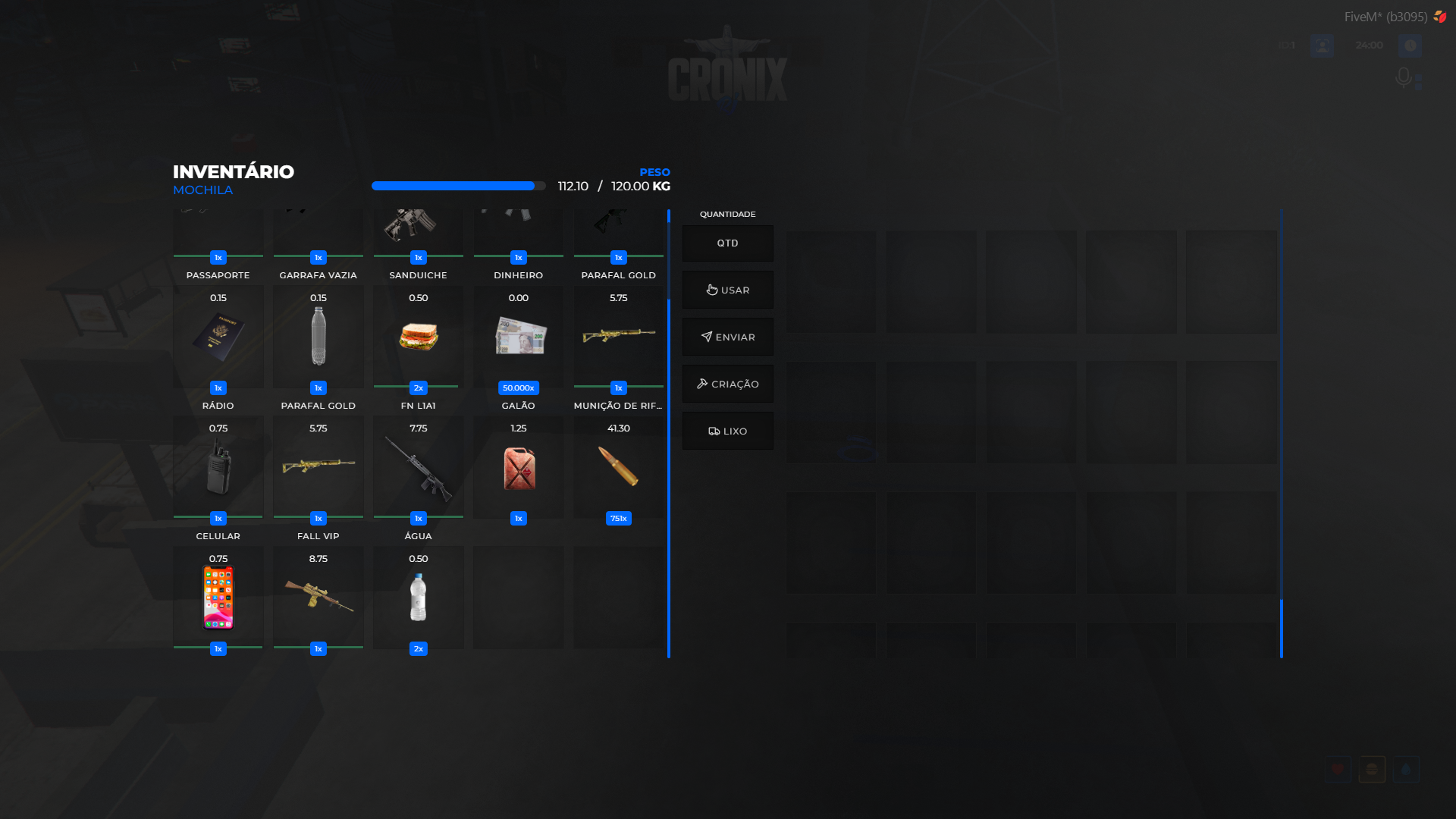INVENTÁRIO CRONIX GTA RP FIVEM